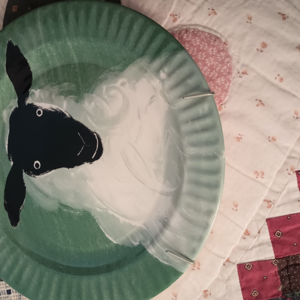 Anthropologie Green Sheep Decorative Plate